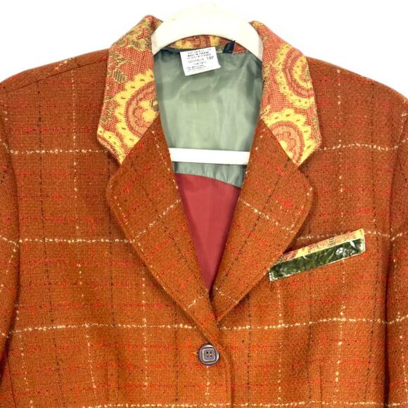Vintage Harve Benard Wool Blazer Jacket 14P Plaid Elbow Patches Academia Prep - Picture 2 of 10